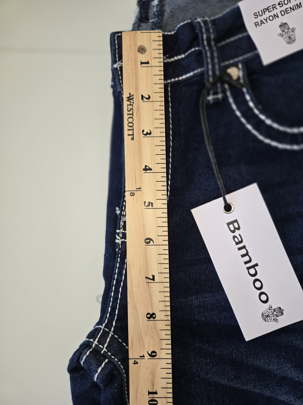 NWT Bamboo Super Soft Rayon Denim Dark Wash Skinny Jeans Thick White Stitching 7 - Picture 6 of 13